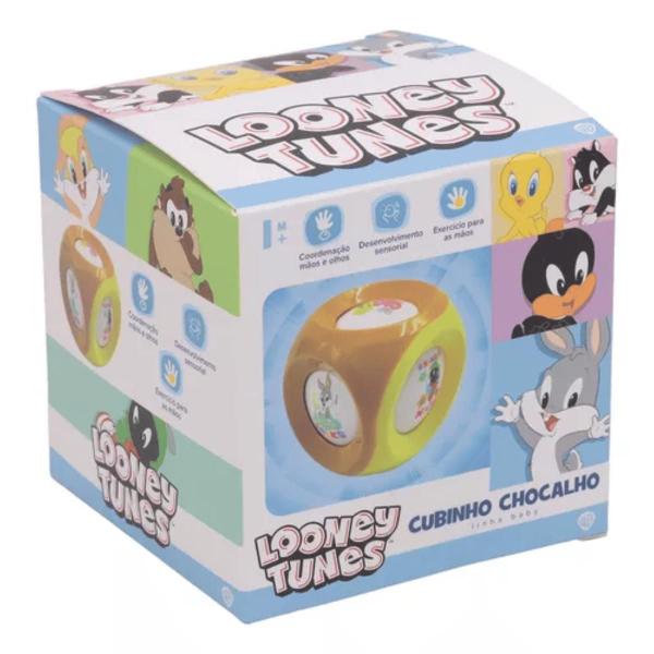 Imagem de Cubinho Chocalho Looney Tunes Para Bebê 1 Mês