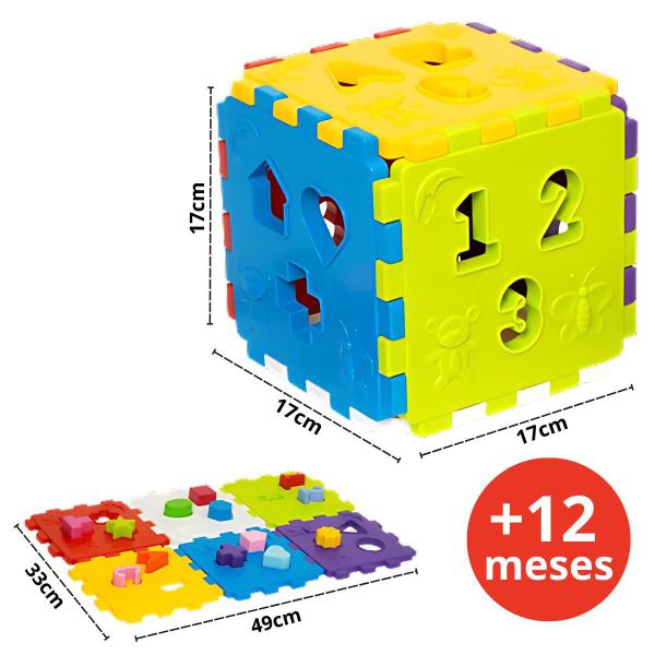 Imagem de Cubo Blocos De Encaixe Pedagógico Didático Atividade Brinquedo Infantil 1 Ano