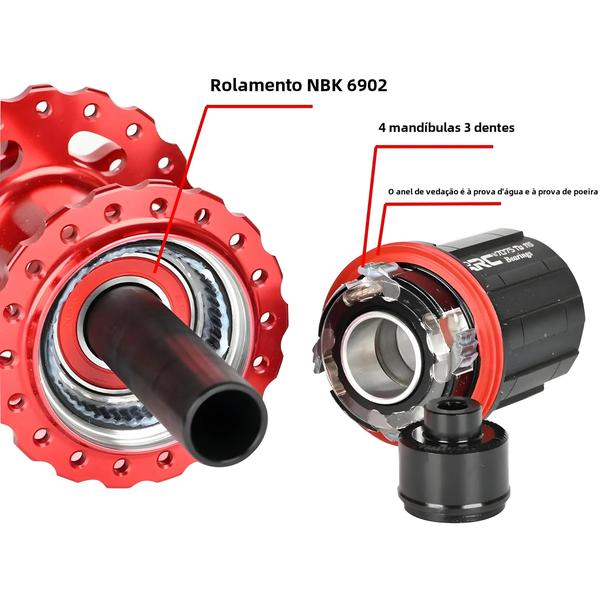 Imagem de Cubo de Bicicleta MTB - 28/32/36 Furos - Liga de Alumínio NBK TH390 (8-12V)