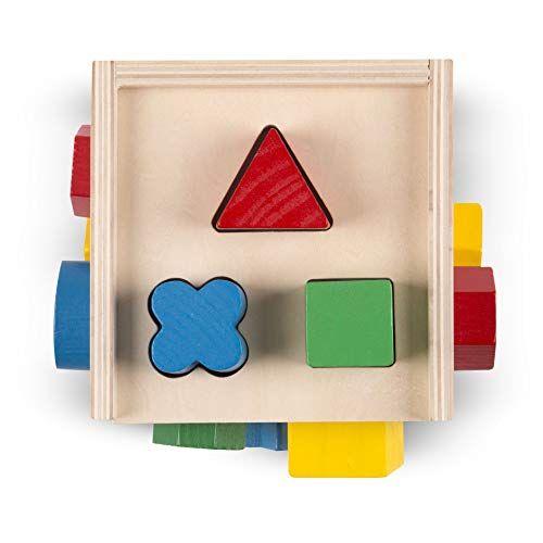 Imagem de Cubo de classificação de forma de madeira: conjunto clássico de jogo de brinquedo &amp 1 Melissa &amp Doug Scratch Art Mini-Pad Bundle (00575)