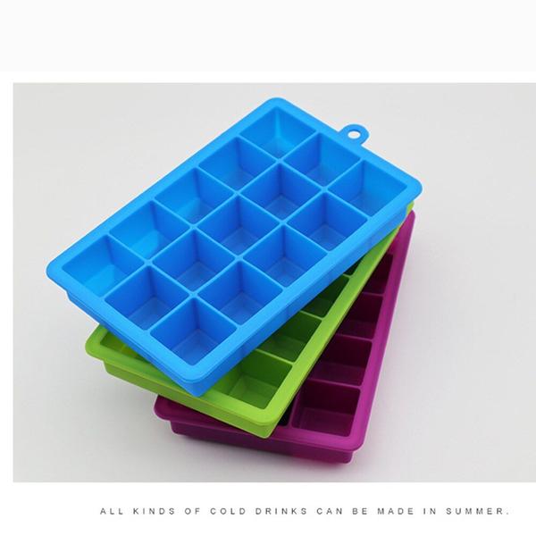 Imagem de Cubo de gelo de silicone quadrado 15 grade com tampa azul abrasivo