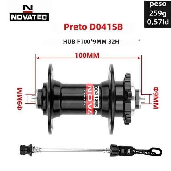 Imagem de Cubo de Mountain Bike Novatec Preto - 32 Furos - Dianteiro 100mm / Traseiro 135mm (D041SB/D042SB)