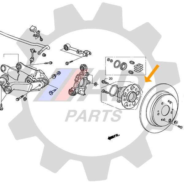 Imagem de Cubo de Roda Traseira HONDA New Civic 2006 até 2012, com Freio a Disco e ABS