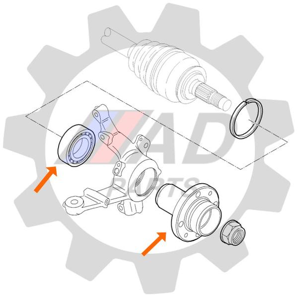 Imagem de Cubo E Rolamento Roda Dianteira FIAT Novo Palio sem ABS