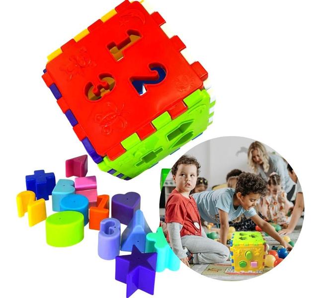 Imagem de Cubo Educativo Formas Geométricas Letras Números Brinquedo