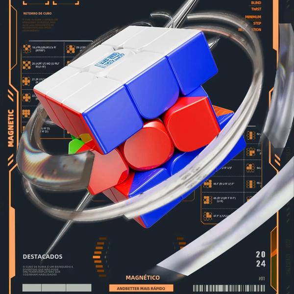 Imagem de Cubo Mágico 3x3 Moyu Meilong V2 - Profissional e Magnético para Crianças