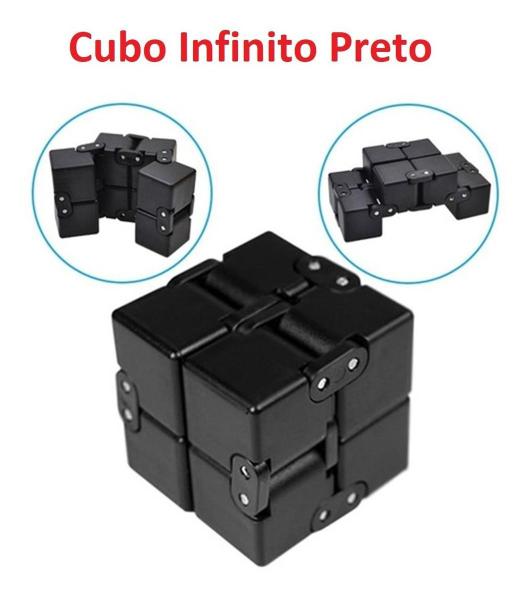 Imagem de Cubo Mágico Infinito Anti Stress Preto Black Brinquedo Divertido Criança Profissional e Amadores