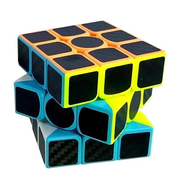 Cubo Mágico Profissional 3x3x3 Black Carbon - Boxfast tech Imagem de Cubo Mágico Profissional 3x3x3 Black Carbon