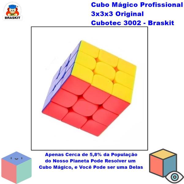 Cubo Mágico Profissional 3x3x3 Colorido Original Cubotec Magic Cube Giro Rápido 3002 - Braskit Imagem de Cubo Mágico Profissional 3x3x3 Colorido Original Cubotec Magic Cube Giro Rápido 3002 - Braskit