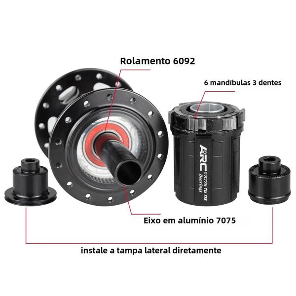 Imagem de Cubo Traseiro MTB 135mm/142mm - 28/32/36 Furos - 11/12 Velocidades - HG/MS/XD Freehub