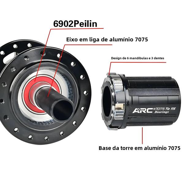 Imagem de Cubos de Bicicleta MTB Arc MT009 - 32 Furos, Boost, Rolamento Selado, 114 Cliques