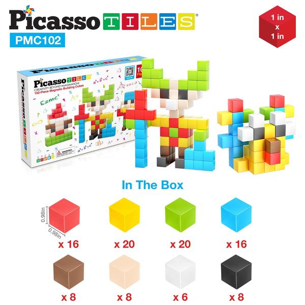 Imagem de Cubos de blocos de construção de brinquedos magnéticos PicassoTiles 102 peças