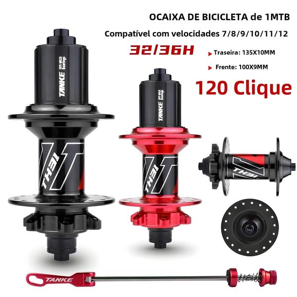 Imagem de Cubos de MTB 120 Cliques Tanke 6 NBK - 8-12 Velocidades, Freio a Disco, 32 Furos