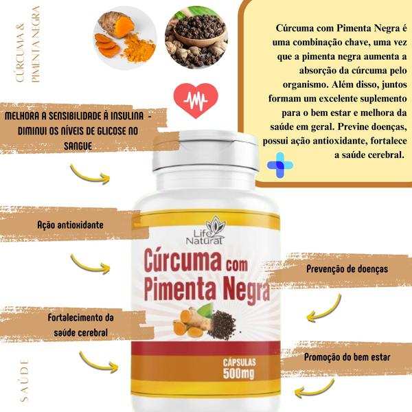 Imagem de Cúcuma Com Pimenta Preta 60 Cápsulas 500mg