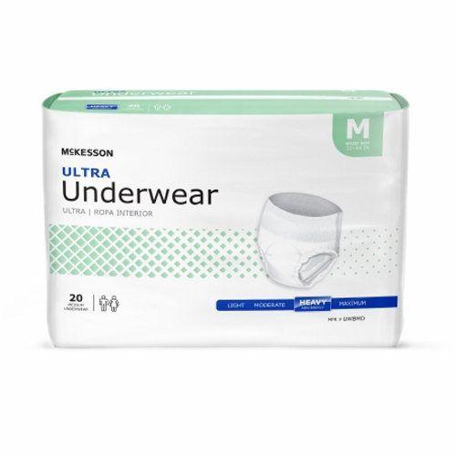 Imagem de Cueca absorvente adulta unissex McKesson Ultra Pull On com costuras rasgadas médias descartáveis pesados 20 sacos por McKesson