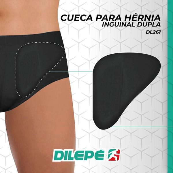 Imagem de Cueca Para Hérnia Inguinal Dupla Com Suporte Removível Preta Dilepe