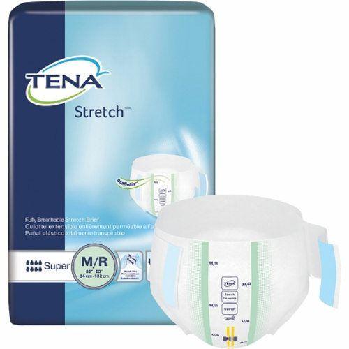 Imagem de Cueca unissex para incontinência adulta TENA Stretch Super Tab Closure Medium Descartável Absorção Pesada Branca 28 Count by Essity (pacote com 2)