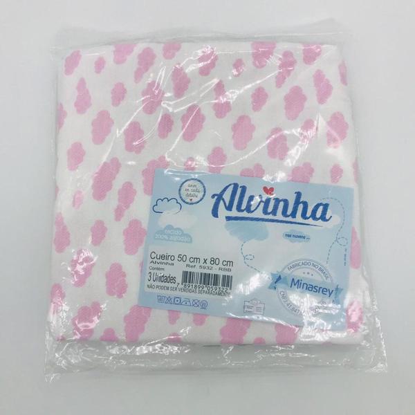 Imagem de Cueiro 50x80 3 Und Rosa Bebe - Alvinha Minasreys Ref 5932