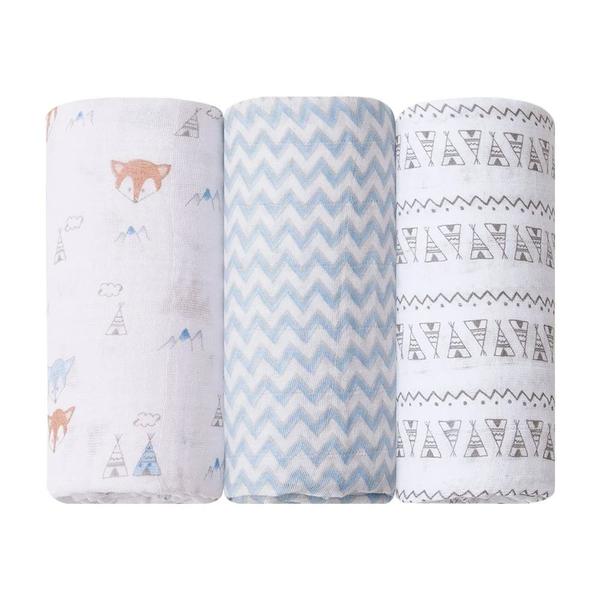 Imagem de Cueiro Bebê Swaddle Soft Premium 1,20x1,20m 100% Algodão Papi Baby C/Bainha