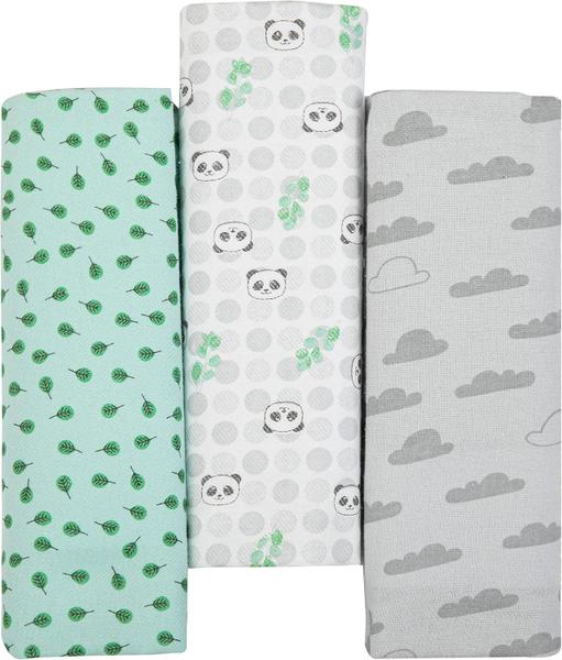 Imagem de Cueiro Flanelado Papi Compose Estampado 1,00M X 80Cm Contem 03 Un Panda Verde - Papi Baby