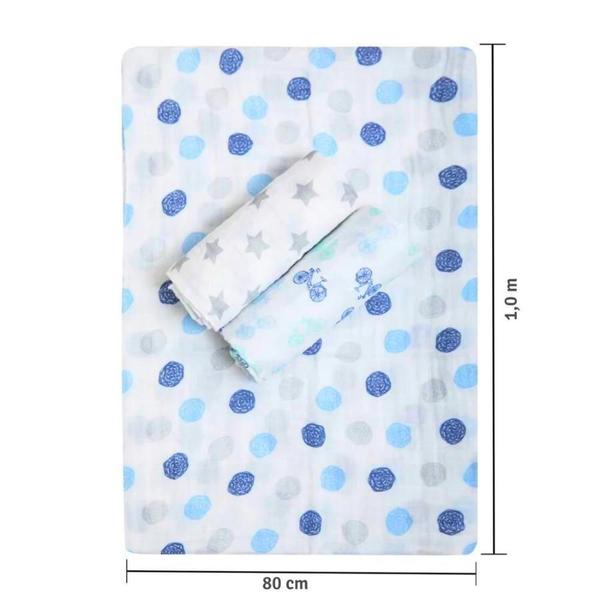 Imagem de Cueiro Swaddle 3 Unidades Estampado Azul 1,0M X 80Cm Menino