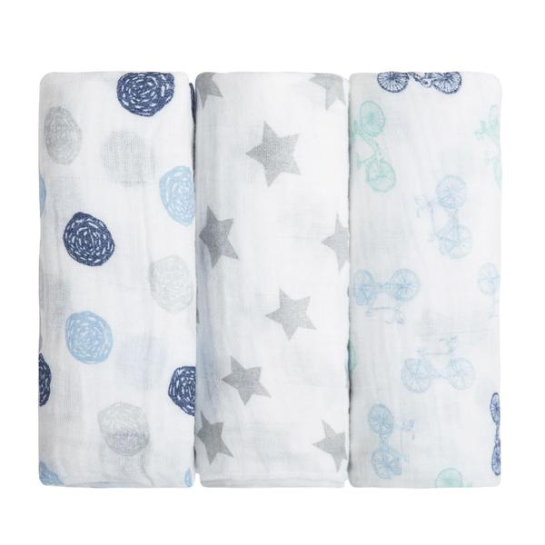 Imagem de Cueiro swaddle papi soft estampado 80cm x 80cm contem 03 un- para bebe- enxoval- charutinho