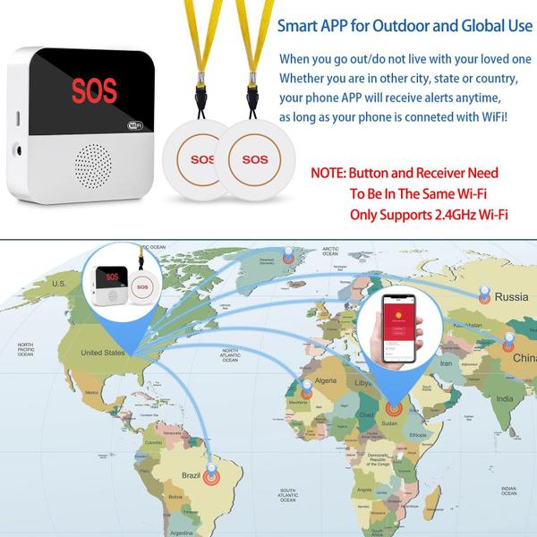 Imagem de Cuidador Pager Wireless WiFi, Atualizado Smart APP Control Nu