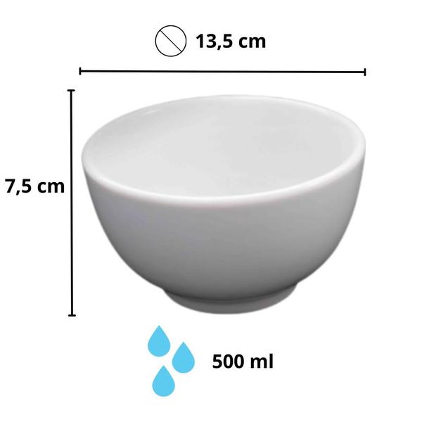 Imagem de Cumbuca 500ml 6 Unidades Tigela Bowl Porcelana Branca Japonesa Sopa Caldo Açaí Consume 2 Linha