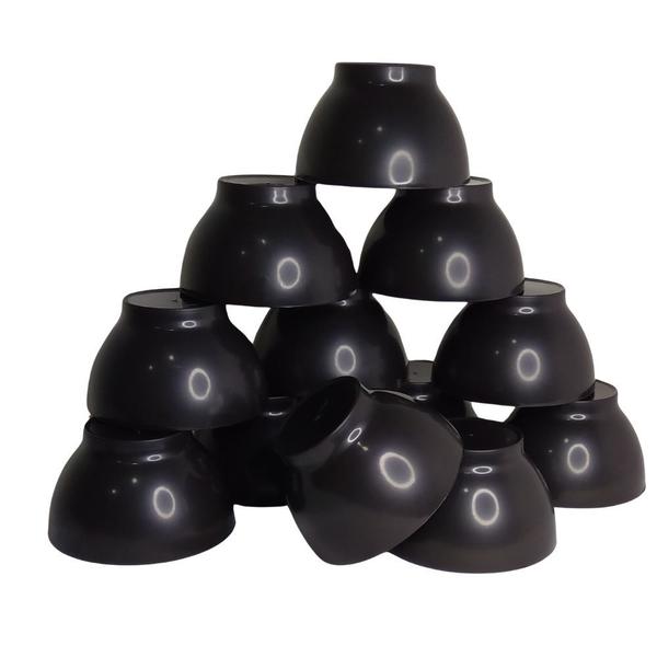 Imagem de Cumbuca Bowl P/ Caldos Sopa 700ml Plástico Servir Buffet 12 Peças Preto