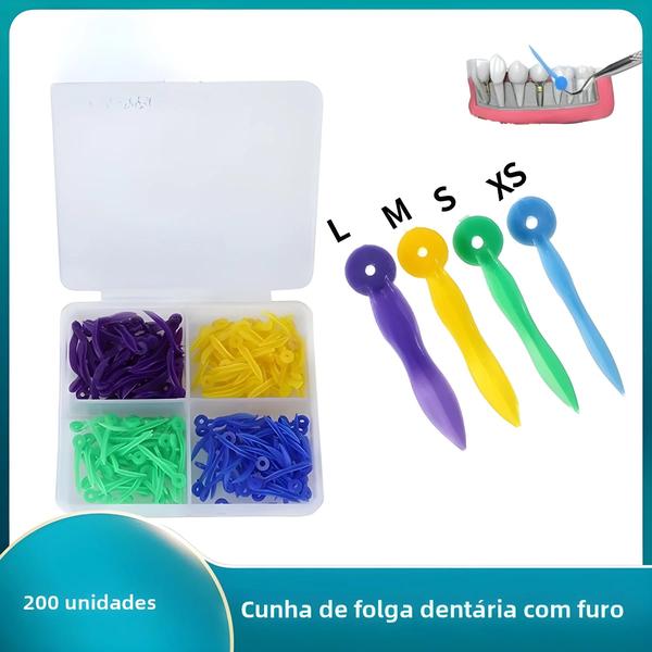 Imagem de Cunhas Descartáveis Para Lacunas Dentárias, 4 Tamanhos, 200 Peças, Buraco Circular, Plástico Médico,