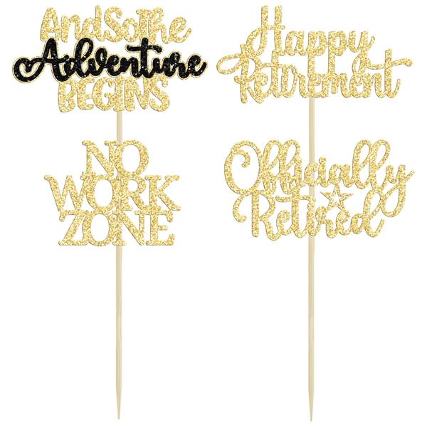 Imagem de Cupcake Toppers Gyufise Happy Retirement 24 unidades douradas