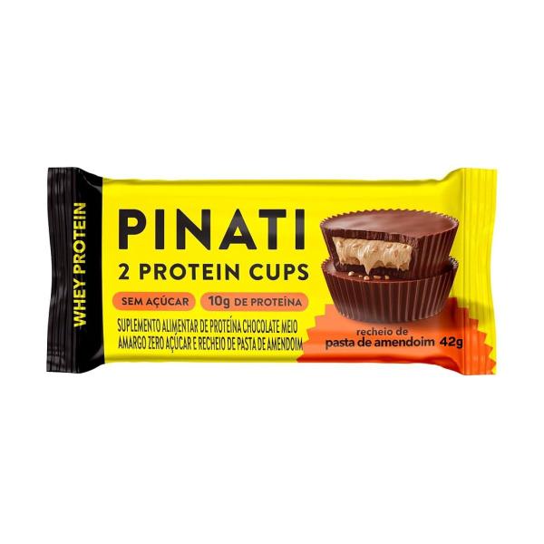 Imagem de Cups De Chocolate Recheado De Pasta De Amendoim Com Whey Protein 10 Unidades De 42g Pinati