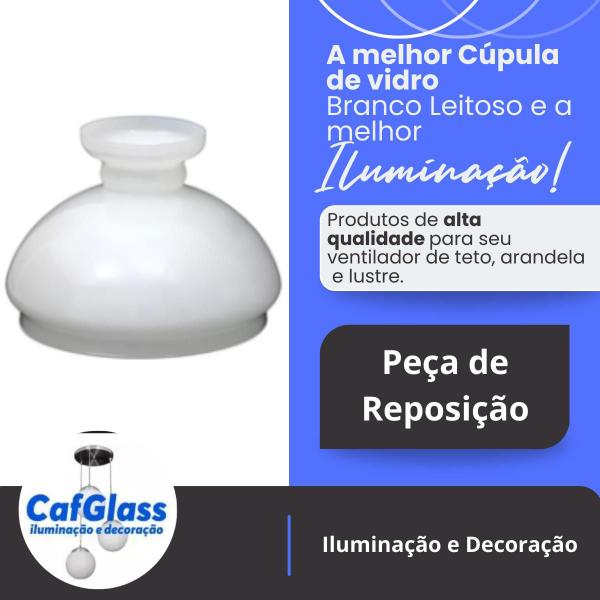 Imagem de Cupula De Vidro 13,5 Leitosa Vidro Primeira Linha Branco Top