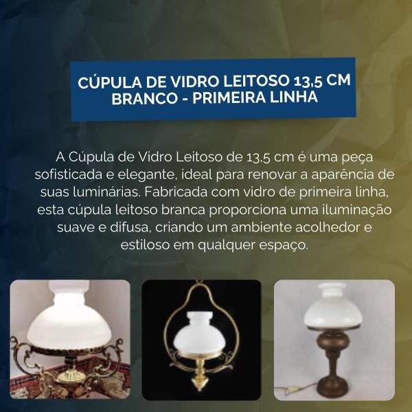 Imagem de Cupula De Vidro Versátil Leitosa Peça de Reposição 16,5cm