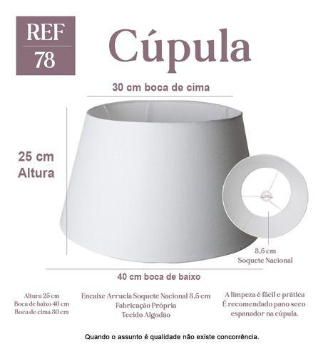 Imagem de Cúpula para Abajur Grande Cone Tecido Algodão Soquete E27 Ref 78