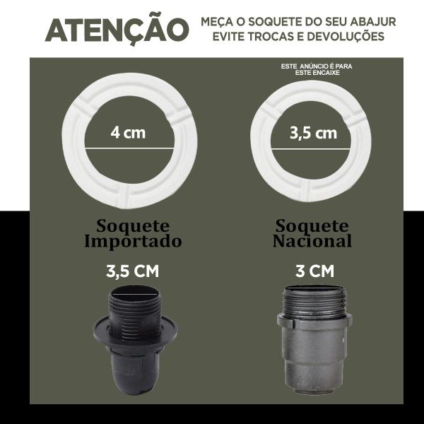 Imagem de Cúpula Para Abajur Tecido Algodão Bege, Preto e Branco  16 cm x 10 cm x 25 cm Soquete Nacional 3,5 cm Ref 18