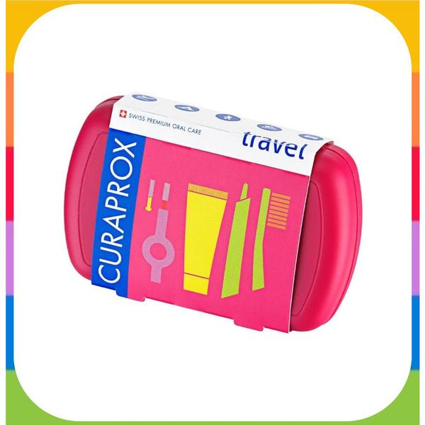 Imagem de Curaprox KIT Viagem Escova 5460 + Escova Interdental + Creme Dental 10ML + Estojo Colorido