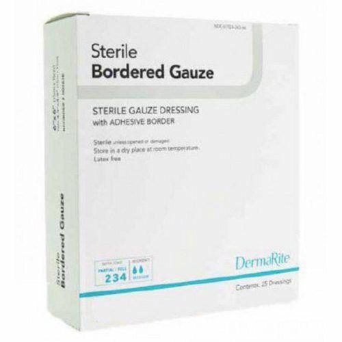 Imagem de Curativo adesivo DermaRite de gaze de 4 x 5 polegadas retângulo branco estéril 25 unidades da DermaRite (pacote com 4)