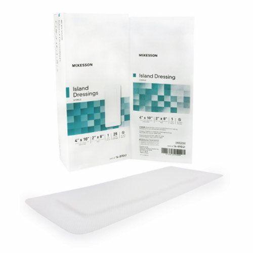 Imagem de Curativo adesivo McKesson 4 x 10 polegadas polipropileno/rayon retângulo branco estéril branco 25 unidades da McKesson (pacote com 2)