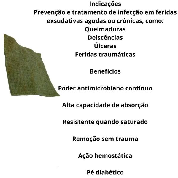 Imagem de Curativo Alginato C/ Complexo Íons De Prata 10x10 Casex Caixa com 10 Unidades