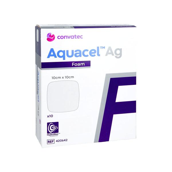 Imagem de Curativo aquacel ag foam sem adesivo 10 x 10 caixa (c/10 unds) 420642 - convatec