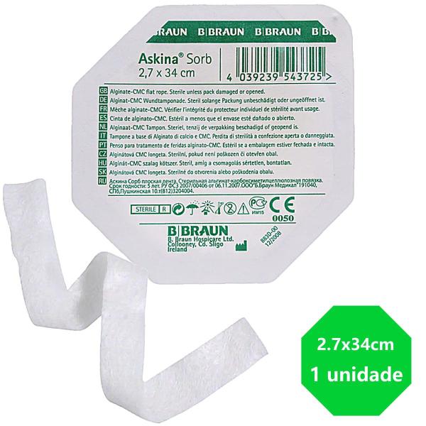 Imagem de Curativo Askina Sorb B.Braun Alginato Calcio 2.7X34cm - unidade