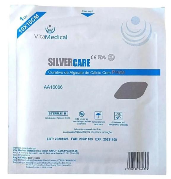 Imagem de Curativo de Alginato de Cálcio com Prata SILVERCARE 10X10 cm VitaMedical