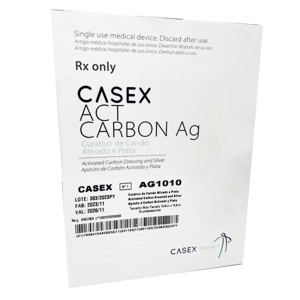 Curativo De Carvão Ativado E Prata 10,5X10,5 Act Carbon 10Un - Casex Imagem de Curativo De Carvão Ativado E Prata 10,5X10,5 Act Carbon 10Un