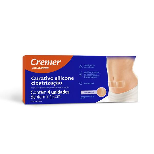 Imagem de Curativo De Silicone Para Cicatrização Reutilizável 4cm x 15cm 4 Unidades Cremer