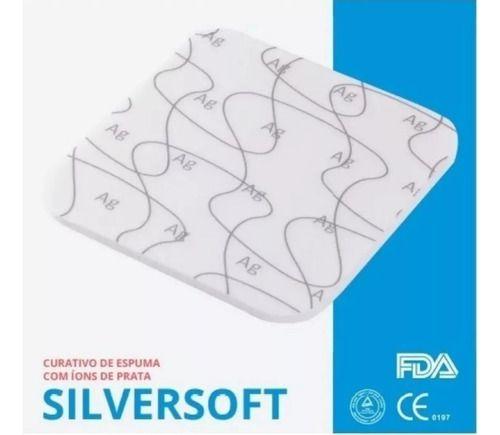 Imagem de Curativo Espuma com prata Silversoft 10x10cm caixa com 5 unidades VitaMedical