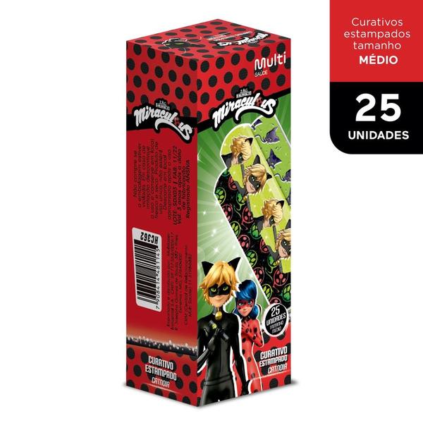 Imagem de Curativo Estampado Cat Noir Caixa com 25 unidades Miraculous Multi Saúde- HC362