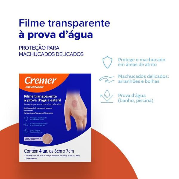 Imagem de Curativo Filme Transparente À Prova D'Água Estéril 6Cmx7Cm 4