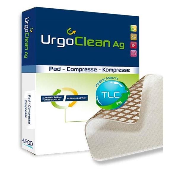 Imagem de Curativo Hospitalar Ação Exclusiva Antibiofilme Urgo Clean AG Para Feridas 10x10 CM