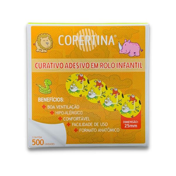 Imagem de Curativo Infantil Pós Coleta Machucados Desenhos Rolo C/500